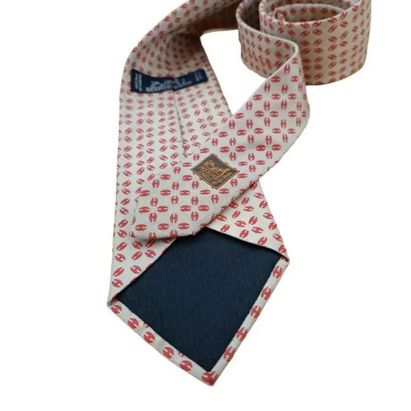 HERMÈS Ivory Monogrammed H Silk Tie FRANCE 61”/ 3.6 EC